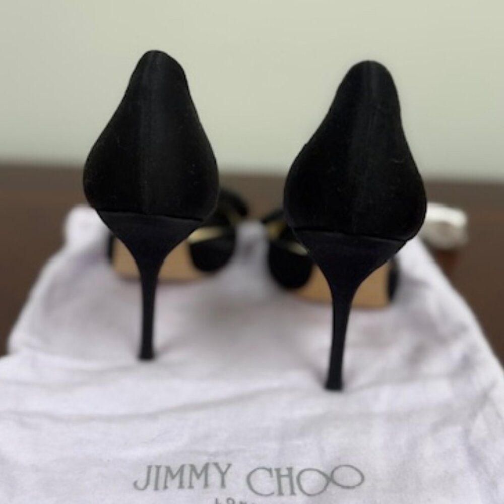 Jimmy Choo Black Satin with Big Bow & Rhinestones - Picture 4 of 5